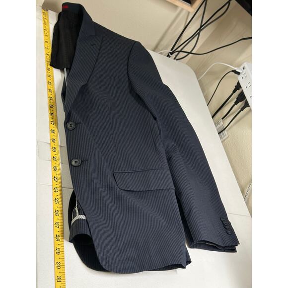 John Varvatos Blazer Mens 44R Navy Check Unlined Sport Coat Suit Jacket Textured - Picture 7 of 8